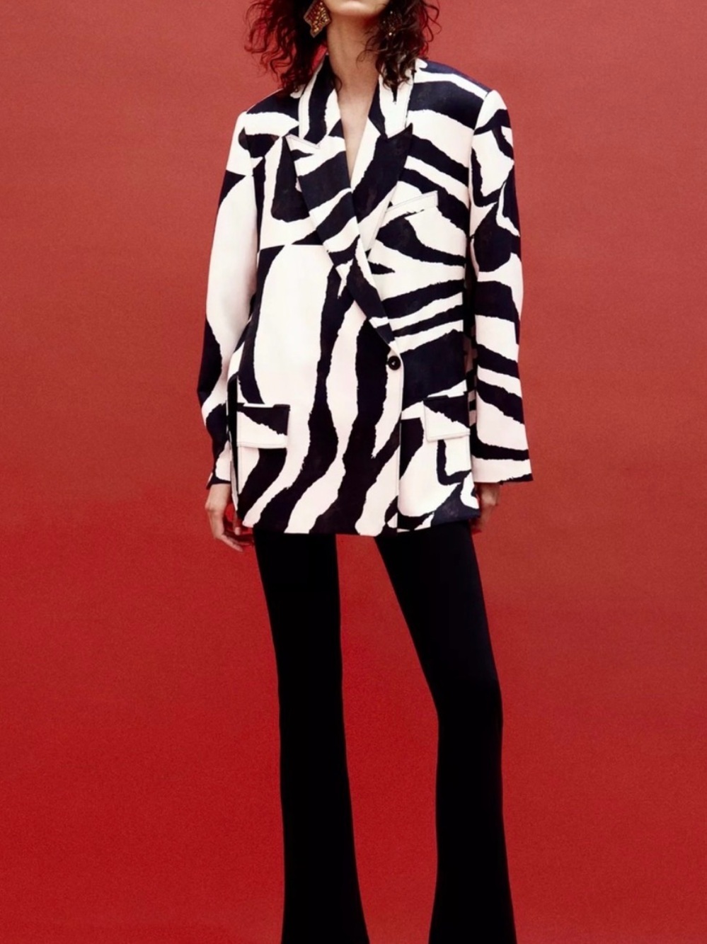 Zara Black & White Zebra Print Blazer — Women’s Statement Jacket